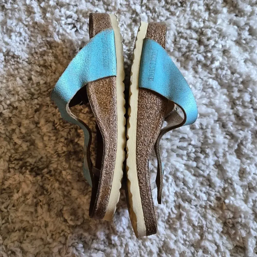 Birkenstock Gizeh Thong Sandal Washed Metallic Aqua